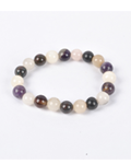 Amethyst & Rose Qtz Round Bead Bracelet