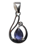Diamond w/ Iolite Faceted Pear shape Pendant