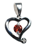 Diamond w/ Garnet Faceted Round Shape Heart Pendan